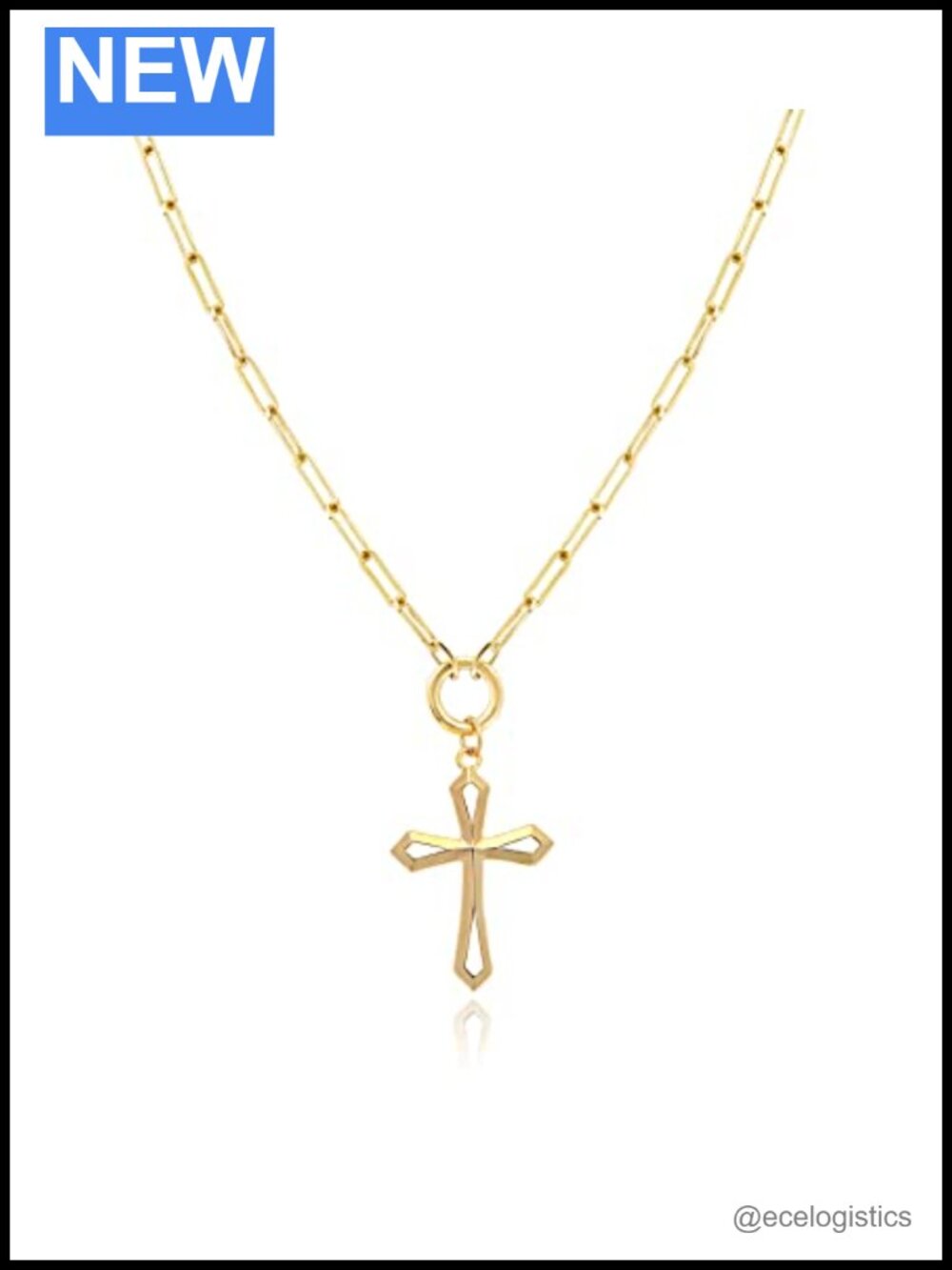 14K Gold Filled Cross Pendant Necklace Adjustable 16-18" Lobster Clasp